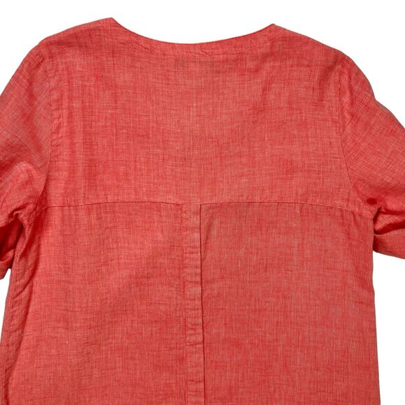 ELLEN Tracy Linen Tops Womens M Coral Summer Comfortable Beachy Casual Blouse - Picture 8 of 16